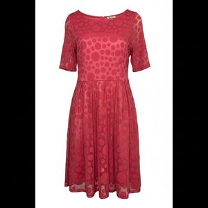 LC Lauren Conrad Apricot Circle Pattern Midi Dress